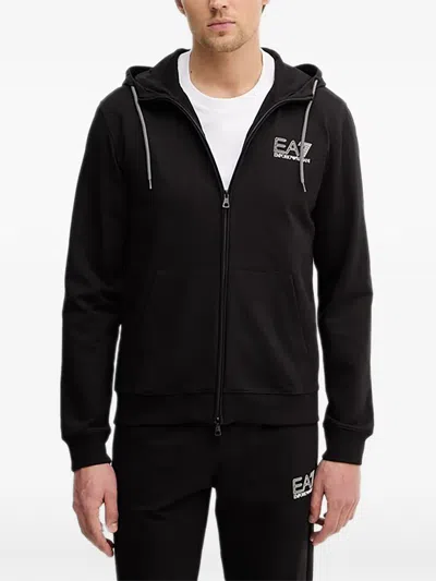 Ea7 Zip Hooded Tracksuit In Black