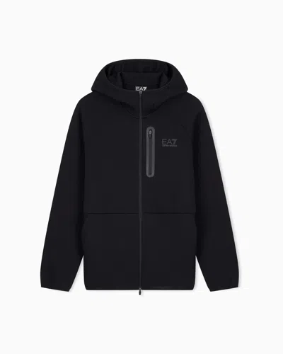 Ea7 Black Zip Up Logo Hoodie