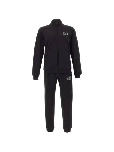 Ea7 Zip Logo Tracksuit In Black