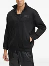 Ea7 Zip Striped Sweatshirt In Black