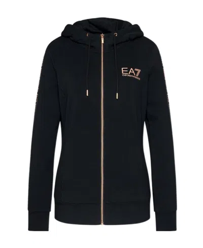 Ea7 Zip-through Hooded Jacket In Black