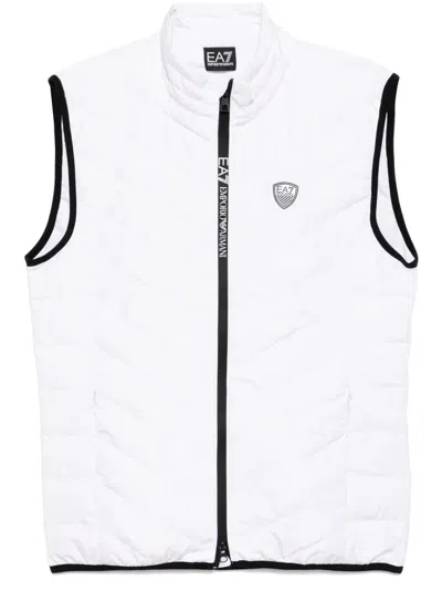 Ea7 Zip-up Down Jacket In White