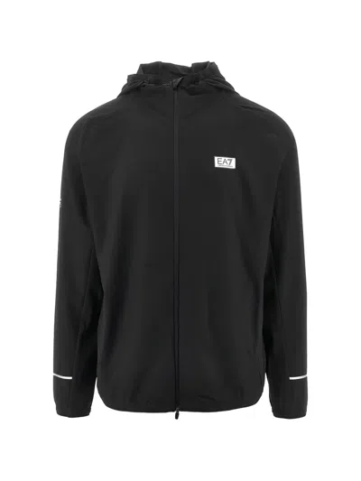 Ea7 Zip-up Hoodie In Black