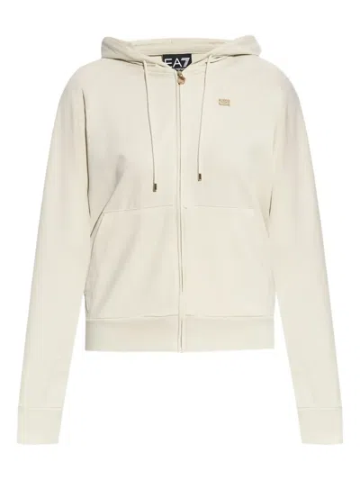 Ea7 Zip-up Hoodie In Neutrals