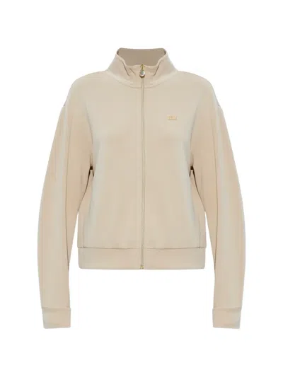 Ea7 Zip-up Logo-detail Sweatshirt In Neutral