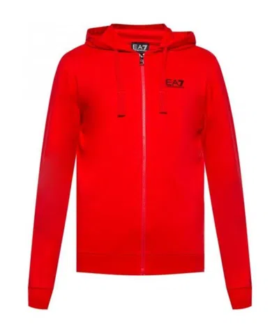 Ea7 Zip-up Logo Hoodie In Red