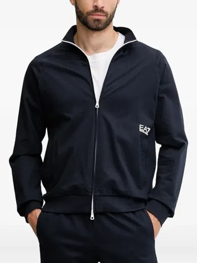 Ea7 Zip-up Logo Track Jacket In Black
