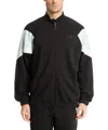 Ea7 7 Lines Cotton Jersey Zip-up Sweatshirt In Black