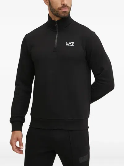 Ea7 Zip-up Sweatshirt In Black