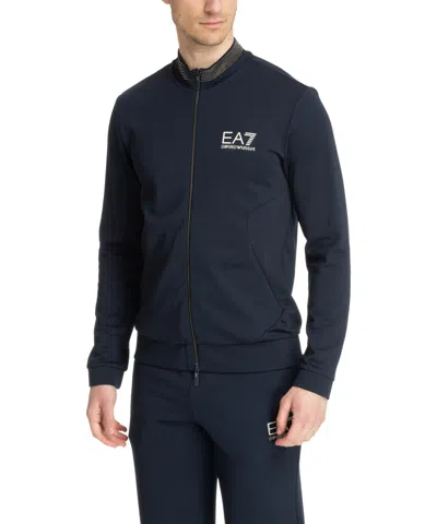 Ea7 Zip-up Sweatshirt In Blue