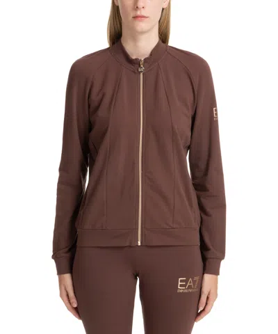 Ea7 Zip-up Sweatshirt In Brown