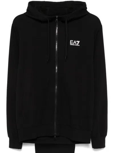 Ea7 Zip-up Tracksuit Set In 黑色