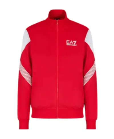 Ea7 Zipper Casual Jacket In Red