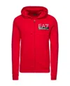 Ea7 Zipper Hooded Sweater In Red