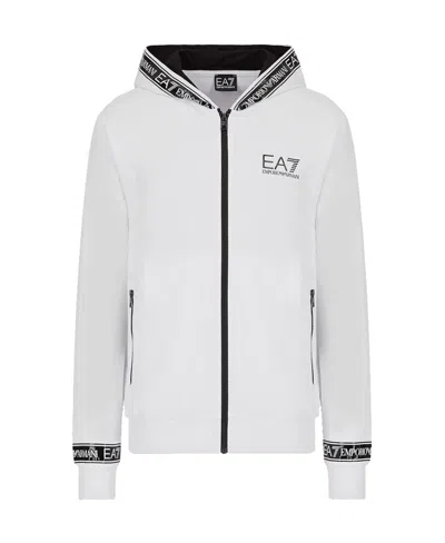 Ea7 Zippered Casual Jacket In White
