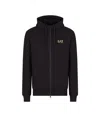 Ea7 Zippered Hooded Sweatshirt In Black
