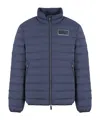 Ea7 Zippered Long-sleeved Down Jacket In Blue