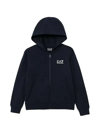 Ea7 Kids' Zip-up Hoodie In Blue