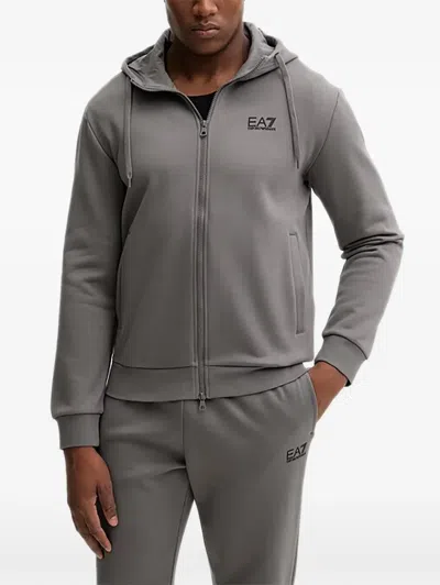 Ea7 Zip-up Hoodie In Gray