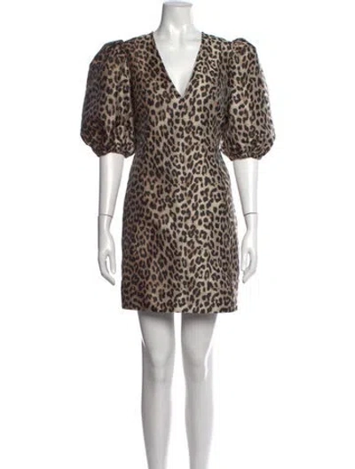 Pre-owned Each X Other Animal Print Mini Dress In Brown