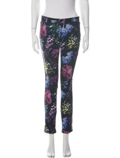 Pre-owned Each X Other Floral Print Skinny Leg Pants In Blue