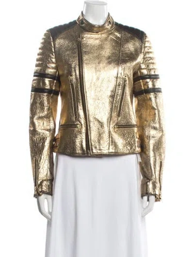 Pre-owned Each X Other Lamb Leather Biker Jacket In Gold