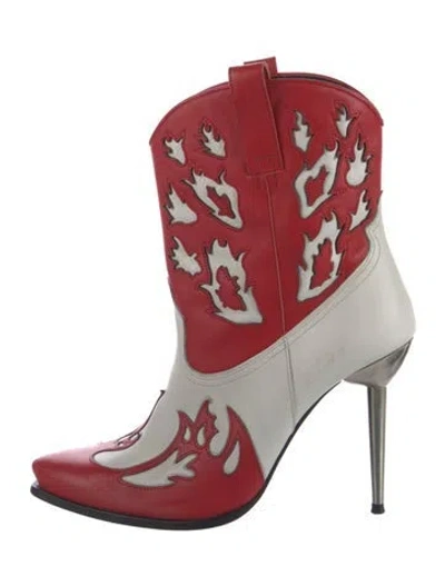 Pre-owned Each X Other Leather Graphic Print Western Boots In Red/white