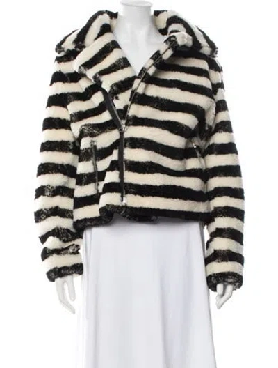 Pre-owned Each X Other Shearling Striped Faux Fur Jacket In Black/neutrals