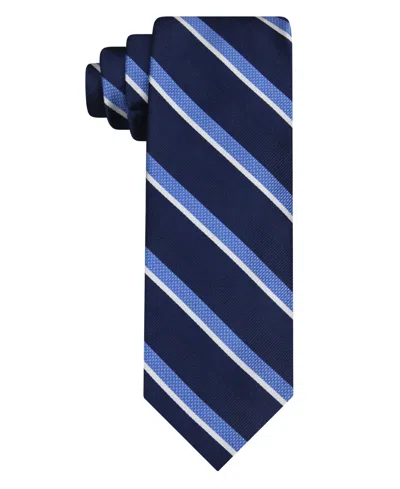Eagle Van Heusen Men's Textured Stripe Classic Tie In Blue