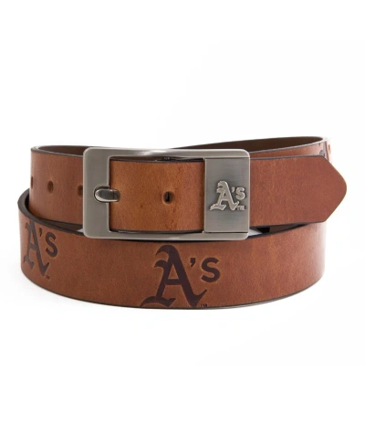 Eagles Wings Men's Oakland Athletics Brandish Leather Belt In Brown