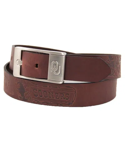 Eagles Wings Men's Oklahoma Sooners Brandish Leather Belt In Brown