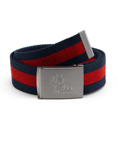 Eagles Wings Men's Ole Miss Rebels Fabric Belt In Navy,red