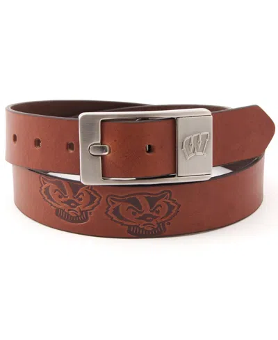 Eagles Wings Men's Wisconsin Badgers Brandish Leather Belt In Brown