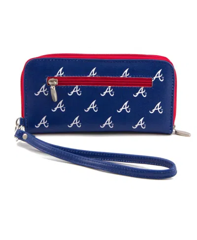 Eagles Wings Women's Atlanta Braves Zip-around Wristlet Wallet In Blue