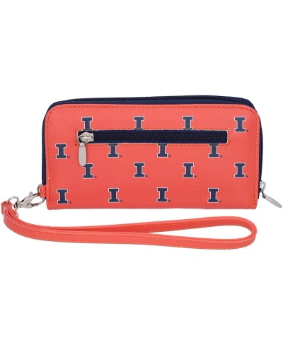 Eagles Wings Women's Illinois Fighting Illini Zip-around Wristlet Wallet In Orange