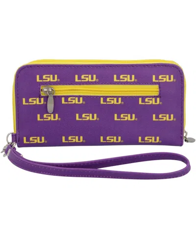 Eagles Wings Women's Lsu Tigers Zip-around Wristlet Wallet In Purple