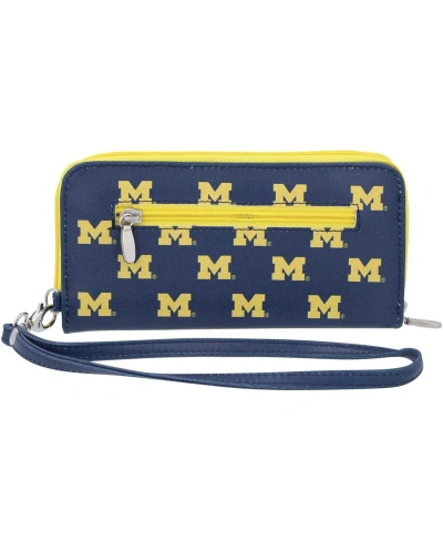 Eagles Wings Women's Michigan Wolverines Zip-around Wristlet Wallet In Blue