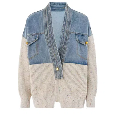 Eam Women's Follow Me Cardigan In Beige In Blue