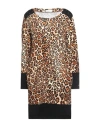 Ean 13 Woman Mini Dress Camel Size 10 Viscose, Polyamide, Elastane In Beige