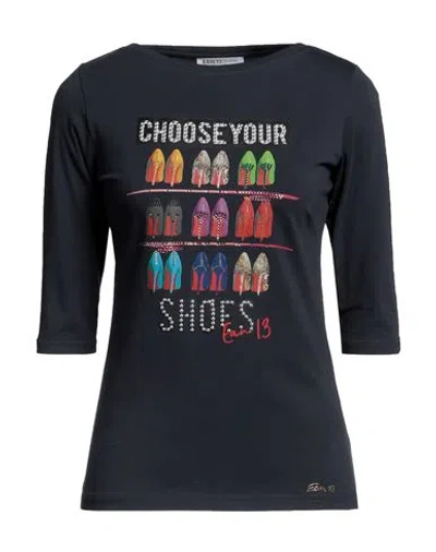 Ean 13 Woman T-shirt Charcoal Size 2 Cotton, Elastane In Grey