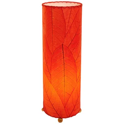 Eangee Cocoa Leaves Red Cylinder Table Lamp