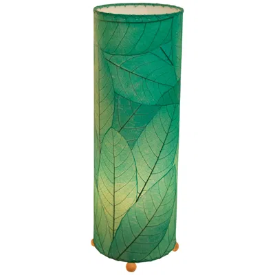 Eangee Cocoa Leaves Sea Blue Cylinder Table Lamp