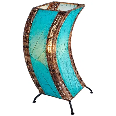 Eangee C-shape 20" High Blue Cocoa Leaves Uplight Table Lamp