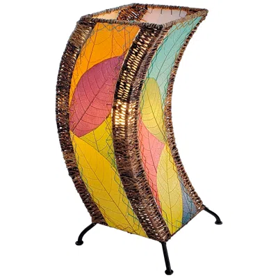 Eangee C-shape 20" High Multi-color Cocoa Leaves Uplight Table Lamp