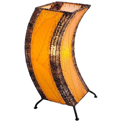 Eangee C-shape Orange Cocoa Leaves Uplight Accent Table Lamp