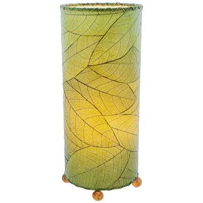 Eangee Cylinder 16 1/2" High Green Cocoa Leaf Accent Table Lamp