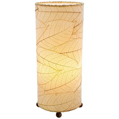 Eangee Cylinder 16 1/2" Natural Cocoa Leaves Uplight Table Lamp