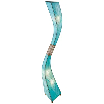 Eangee Flow Sea Blue Cocoa Leaves Giant Tower Floor Lamp