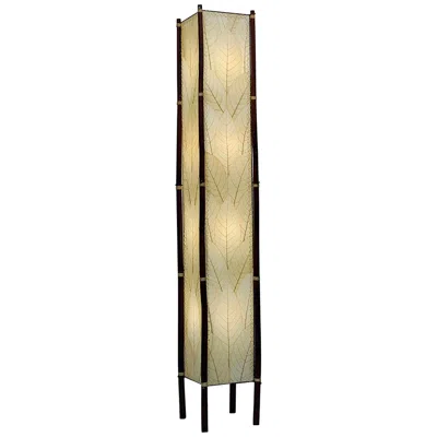 Eangee Fortune Tower Natural Cocoa Leaves 72" Floor Lamp