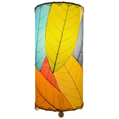Eangee Home Design 12 Inch Cocoa Leaf Cylinder Table Lamp Multi